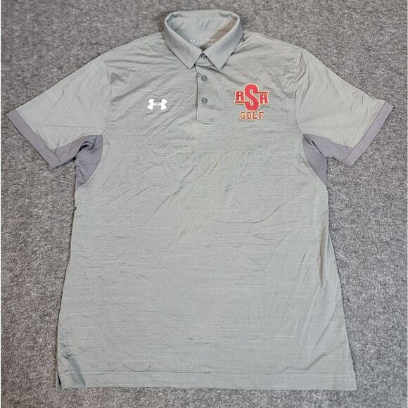Under Armour Men's Golf Polo Shirt Size M Gray Loose Fit HeatGear Saginaw Club - Picture 1 of 12